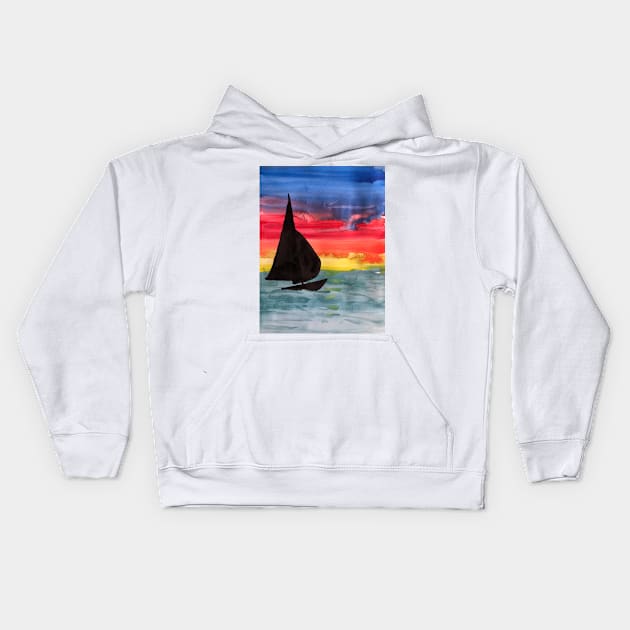 Sailboat Kids Hoodie by ElizaC